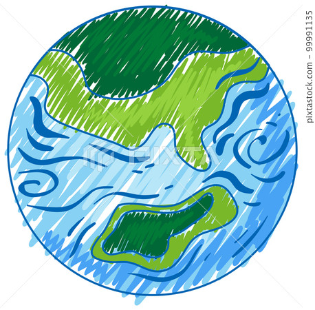 Earth pencil colour child scribble style Earth pencil colour child scribble style 99991135