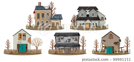 Set of old abandoned house Set of old abandoned house 99991151