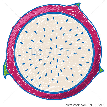 Dragon fruit pencil colour child scribble style Dragon fruit pencil colour child scribble style 99991203