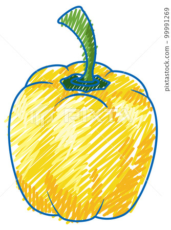 Capsicum pencil colour child scribble style Capsicum pencil colour child scribble style 99991269