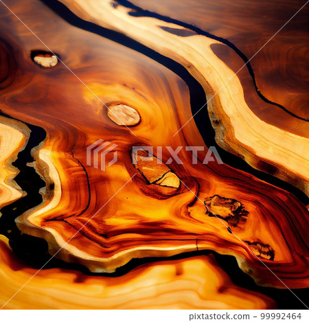 Wood slab with epoxy resin surface abstract background. Decorative interior timber closeup, detailed wooden texture. Natural polished brown wood material abstract pattern. Wood slab with epoxy resin surface abstract background. Decorative interior timber closeup, detailed wooden texture. Natural polished brown wood material abstract pattern. 99992464