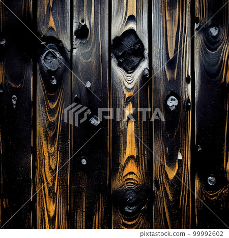 Shou Sugi Ban dyed wood surface abstract background. Decorative timber panels closeup, detailed wooden texture. Natural vintage colored wood material abstract pattern. Shou Sugi Ban dyed wood surface abstract background. Decorative timber panels closeup, detailed wooden texture. Natural vintage colored wood material abstract pattern. 99992602