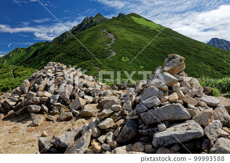從丸山看到的北阿爾卑斯山和西穗雙標 99993588