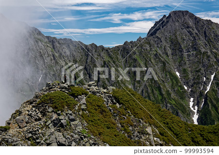 P1 Peak and Mt. Maehotaka seen from Mt. Nishihotaka in the Northern Alps 99993594