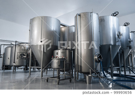 interior of modern factory brewery with tanks inside 99993656