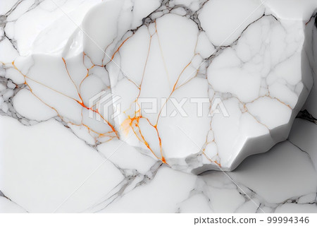White marble with orange veins surface abstract background. Decorative acrylic paint pouring rock marble texture. Horizontal natural white and orange abstract pattern. 99994346