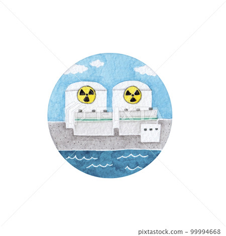 核能發電能源發電圖標水彩插圖 99994668