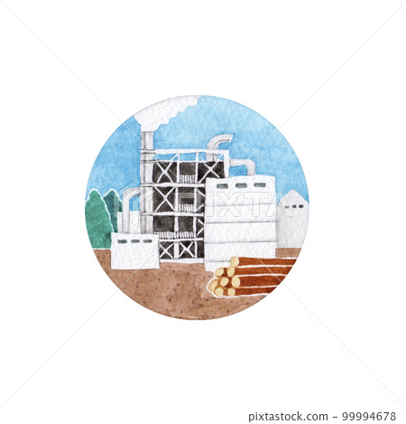 生物質發電能源發電圖標水彩插圖 99994678