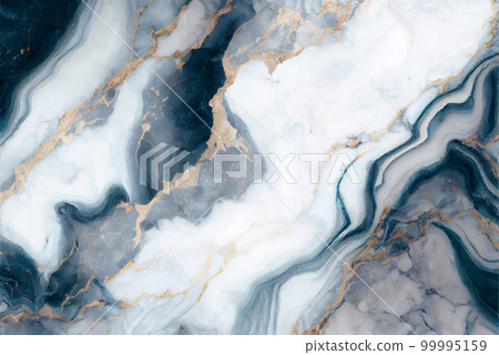 White marble with gold and blue agate surface abstract background. Decorative acrylic paint pouring rock marble texture. Horizontal natural black and gold abstract pattern. White marble with gold and blue agate surface abstract background. Decorative acrylic paint pouring rock marble texture. Horizontal natural black and gold abstract pattern. 99995159