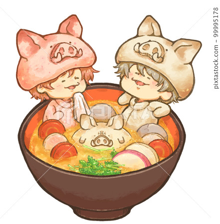 Ozoni with Zodiac Mochi, Shrimp Mochi and White Mochi (Boar Version) Ozoni with Zodiac Mochi, Shrimp Mochi and White Mochi (Boar Version) 99995178