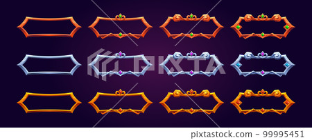 Golden medieval fantasy game ui frame for button - Stock Illustration ...