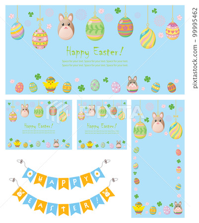 Set of easter bunny and eggs background illustration Set of easter bunny and eggs background illustration 99995462
