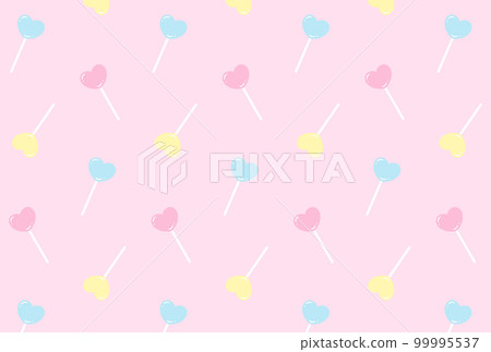 Seamless pattern of heart-shaped lollipops (lollipops) in pastel colors 99995537