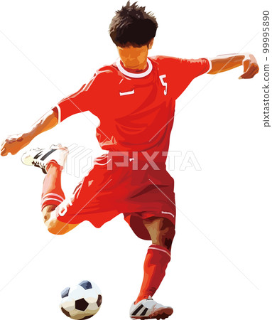 Soccer player at the moment of kicking the ball Soccer player at the moment of kicking the ball 99995890