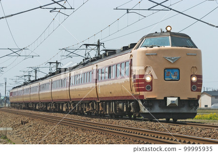 Hokuriku Main Line Mikawa-Kaga Kasama JR West 485 series A01 formation (Kyoto) Raicho 99995935