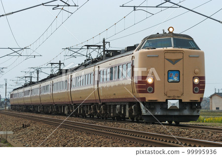 Hokuriku Main Line Mikawa-Kaga Kasama JR West 485 series A02 formation (Kyoto) Raicho 99995936