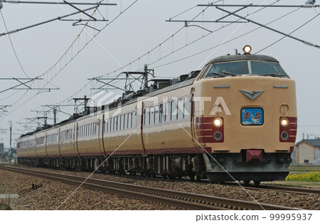 Hokuriku Main Line Mikawa-Kaga Kasama JR West 485 series A10 formation (Kyoto) Raicho 99995937