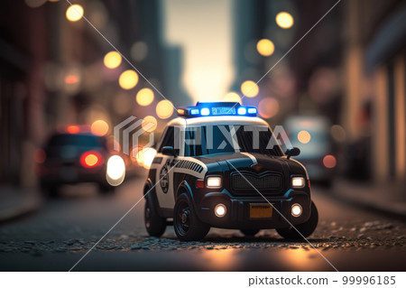 A miniature police car that patrols the city at night 99996185