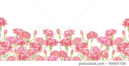 Watercolor carnation flower field frame illustration 99997706