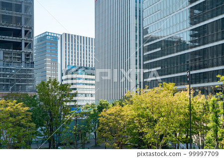 Nature in a group of buildings in a big city Nature in a group of buildings in a big city 99997709
