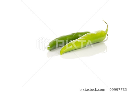 fresh green chili on white background fresh green chili on white background 99997783