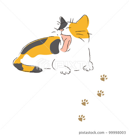 Yawning Mike cat and footprints Yawning Mike cat and footprints 99998003