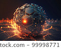 Global network. Blockchain 3D illustration. Neural networks and artificial intelligence. Generative AI. 99998771
