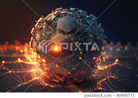 Global network. Blockchain 3D illustration. Neural networks and artificial intelligence. Generative AI. Global network. Blockchain 3D illustration. Neural networks and artificial intelligence. Generative AI. 99998771