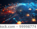 Global network. Blockchain 3D illustration. Neural networks and artificial intelligence. Generative AI. 99998774