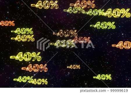 Yellow minus forty percent symbols fall down isolated on black background 3d render. Concept of discounts, sales, seasonal promotions, black friday, singles day and shopping 1111 Yellow minus forty percent symbols fall down isolated on black background 3d render. Concept of discounts, sales, seasonal promotions, black friday, singles day and shopping 1111 99999619