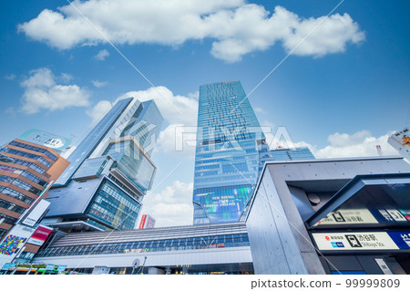 Shibuya Scramble Square and Shibuya Hikarie in front of Shibuya Station in Tokyo Shibuya Scramble Square and Shibuya Hikarie in front of Shibuya Station in Tokyo 99999809