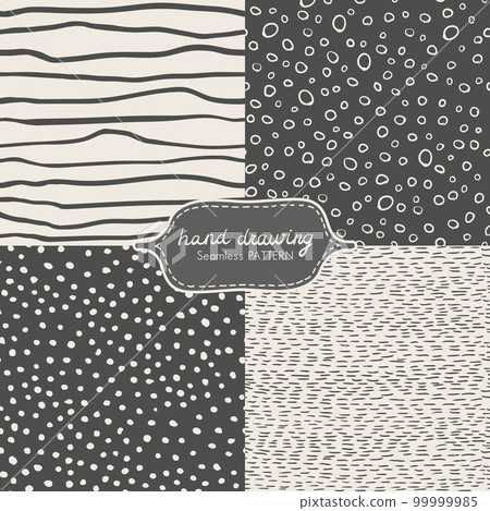 Hand Drawing Seamless Pattern with Dash, Scribble, Wave, Line. Hand Drawing Seamless Pattern with Dash, Scribble, Wave, Line. 99999985