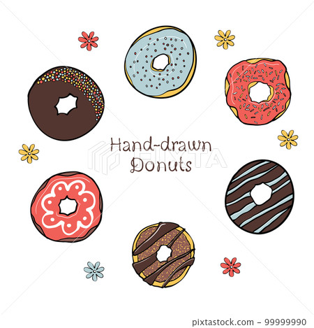 43-2 Set of Hand-drawn Dougnuts 43-2 Set of Hand-drawn Dougnuts 99999990