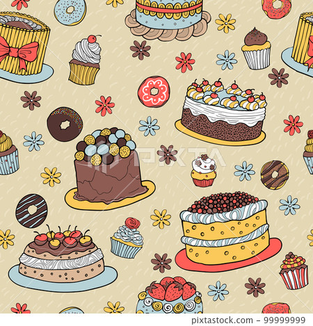 Hand-drawn Dessert Seamless Pattern Hand-drawn Dessert Seamless Pattern 99999999