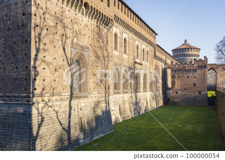 Sforzesco Castle in Milan at sunny day 100000054