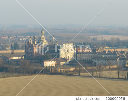Amazing view of Certosa di Pavia at winter sunny day 100000056