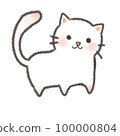 Crayon-style white cat illustration 100000804