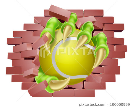 Tennis Ball Claw Breaking Through Wall Tennis Ball Claw Breaking Through Wall 100000999