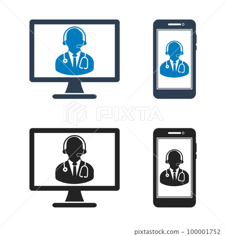 Online medical consultant icon. Flat style vector EPS. 100001752