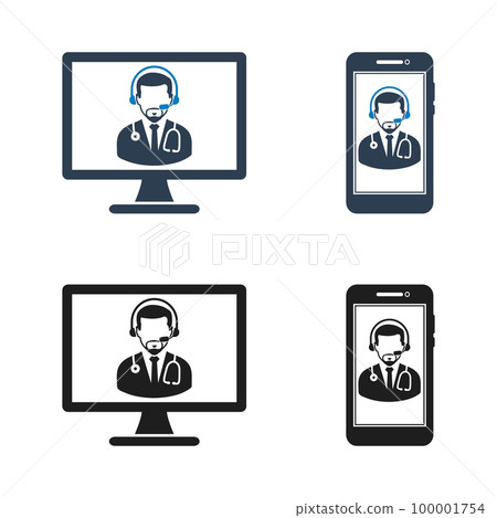 Online medical consultant icon. Flat style vector EPS. 100001754