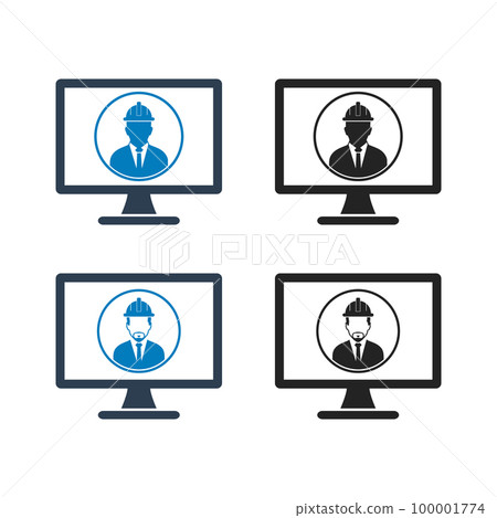 Online Engineering Service Icon Set. Flat style... - Stock Illustration ...