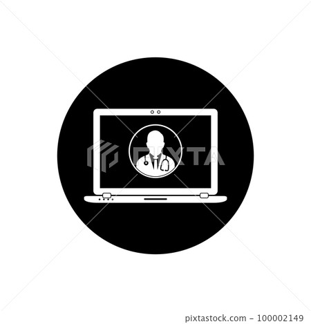 Online Medical Doctor Healthcare Service Rounded Icon. Editable Vector EPS Symbol Illustration. 100002149