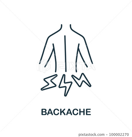 Backache line icon. Outline element sign from body ache collection. Backache icon sign for web design, infographics and more. 100002270