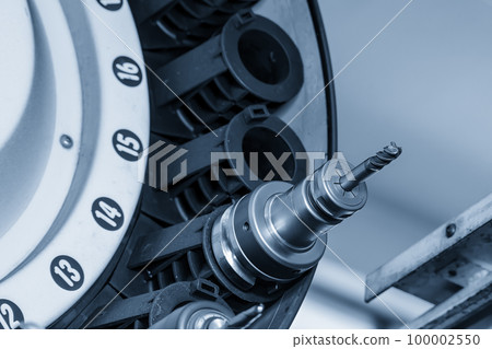 The radius end mill  tool in the tool magazine of machining center. 100002550