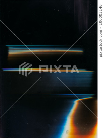 Old film. Glitch noise. Worn texture. Blue orange rainbow color light flare defect dust scratches on dark black abstract illustration background. Old film. Glitch noise. Worn texture. Blue orange rainbow color light flare defect dust scratches on dark black abstract illustration background. 100003146