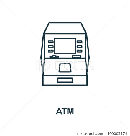 Atm line icon. Monochrome simple Atm outline icon for templates, web design and infographics 100003174