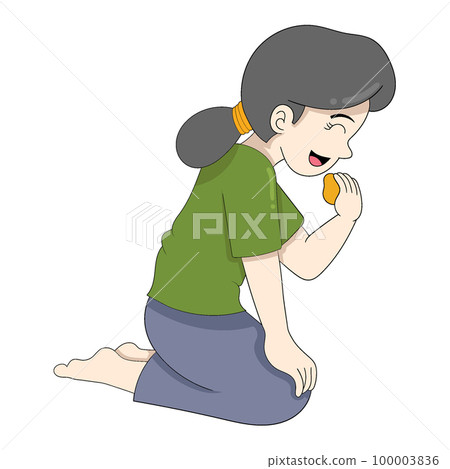 poor women are sitting still happy even though they have no money 100003836