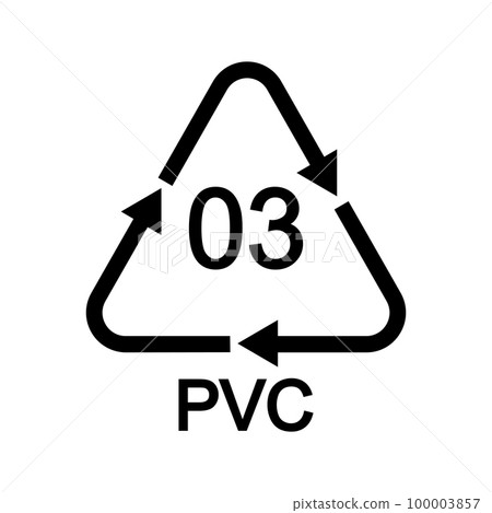 Polyvinyl chloride recycling sign in triangular shape with arrows. 03 PVC plastic reusable icon isolated on white background. Environmental protection concept Polyvinyl chloride recycling sign in triangular shape with arrows. 03 PVC plastic reusable icon isolated on white background. Environmental protection concept 100003857