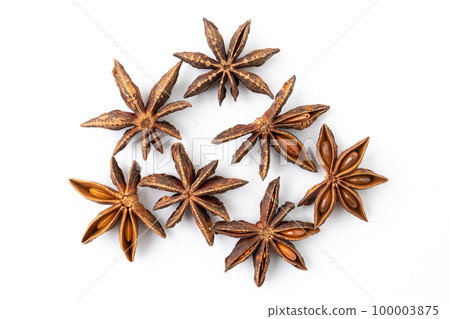 Dried star anise spice isolated on white background 100003875