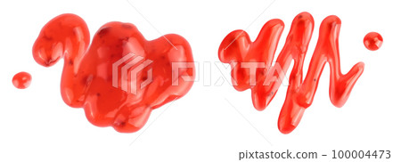 Red strawberry jam isolated on white background with full depth of field, Top view. Flat lay Red strawberry jam isolated on white background with full depth of field, Top view. Flat lay 100004473